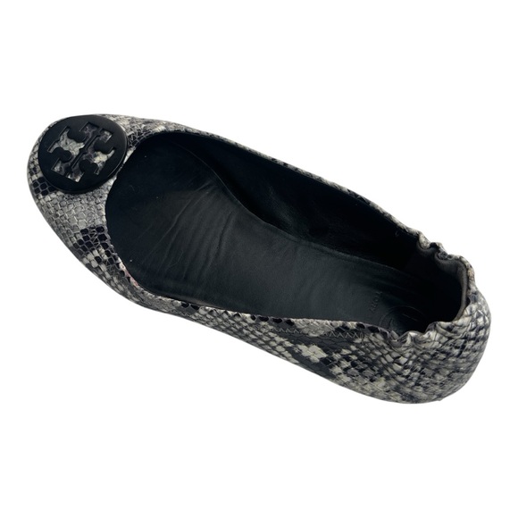 Tory Burch Black and Gray Flats with Logo Medallion - Picture 3 of 5